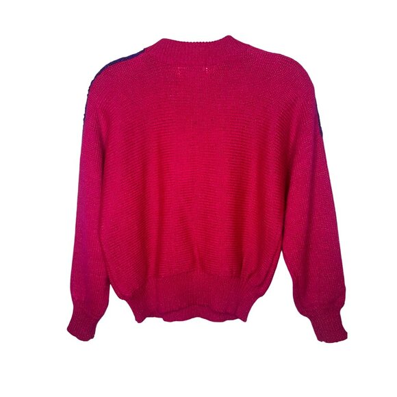 Vintage Jaclyn Smith Beaded Sweater M Fuchsia Black Green Purple Acrylic Nylon - Picture 7 of 11